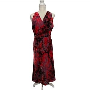 Y2K Velvet Burnout Maxi Dress Womens Size 10 Burgundy Red Whimsigoth Ethereal